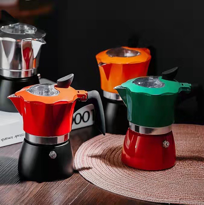Coffee Equipment Wholesale - Ensemble de casseroles Moka bicolores, couvercle