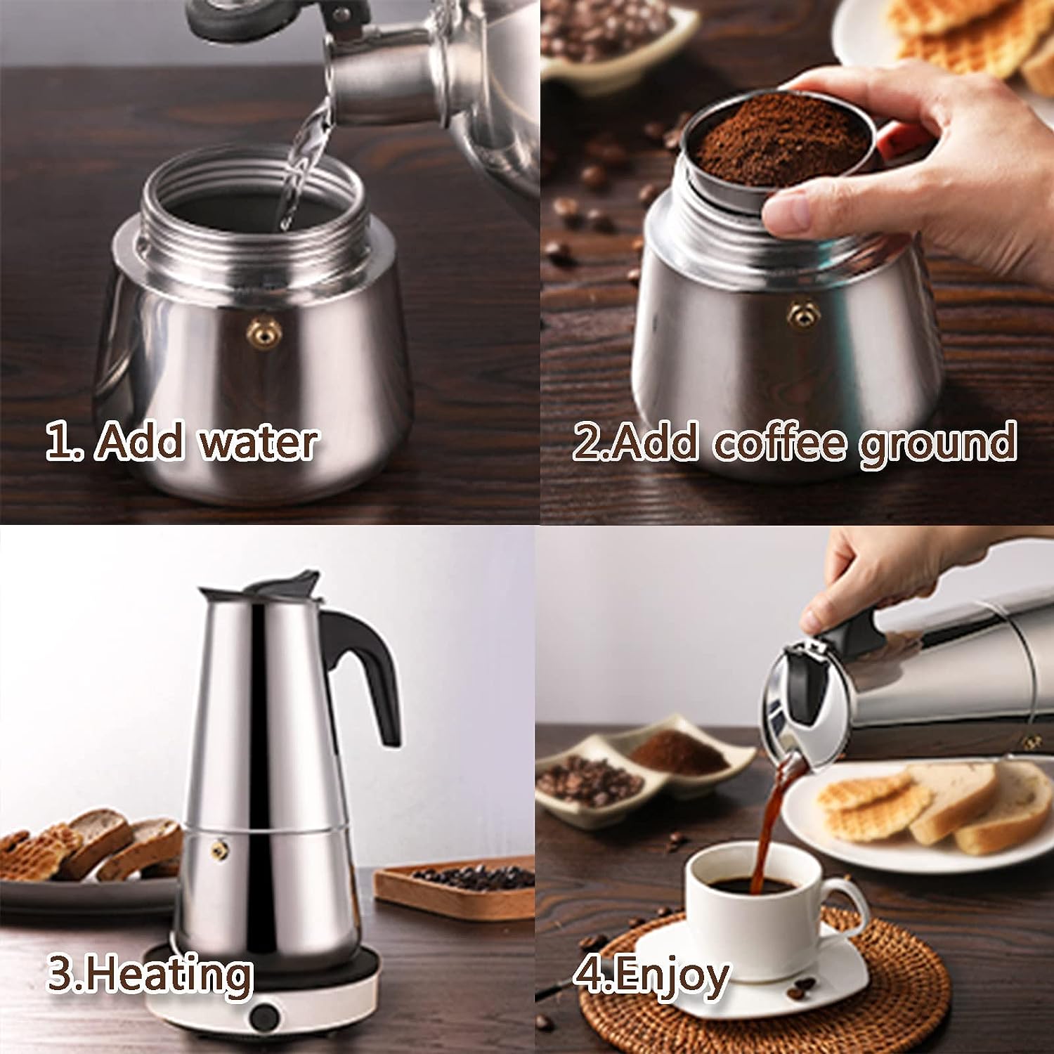 4/6/9 Tasses Moka Pot Caffe Ma - Coffee Equipment Machine avis et prix